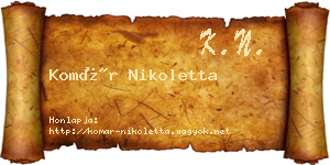 Komár Nikoletta névjegykártya